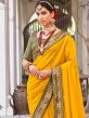 Yellow Art Silk Sari With Woven Border