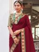 Maroon Festive Saree In Art Silk
