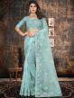 Blue Party Wear Saree With Embroidery