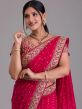 Pink Heavy Embroidered Border Saree With Blouse