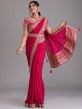 Pink Heavy Embroidered Border Saree With Blouse