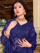 Blue Embroidered Festive Sari In Net