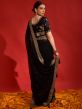 Black Sequins Embellished Saree In Georgette