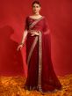 Red Zari Embroidered Saree In Georgette