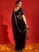 Black Embroidered Border Sari In Georgette