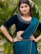 Blue Stone Border Saree With Blouse