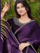 Purple Stone Work Saree With Designer Blouse 