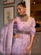 Purple Woven Silk Saree With Blouse