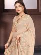 Beige Georgette Saree With Thread Embroidery