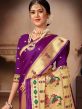 Purple Woven Saree With Zari In Silk 