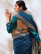 Blue Digital Printed Saree With Blouse In Art Silk