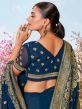 Blue Zari Weave Patterns Saree In Silk With Blouse