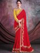 Red Stone work Saree With Embroidered Blouse