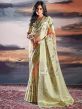 Green Digital Printed Shaded Saree In Satin