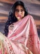 Pink Floral Printed Saree With Blouse In Satin