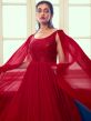 Red Readymade Gown With Dupatta