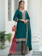 Green Sequins Embroidered Pakistani Suit In Crepe