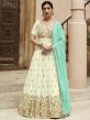 White Mirror Work Anarkali Suit Set In Georgette