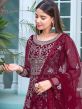 Maroon Zari Embroidered Anarkali Suit With Dupatta