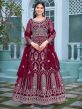 Maroon Zari Embroidered Anarkali Suit With Dupatta