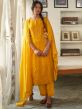 Yellow Embroidered Festive Suit In Pant Style