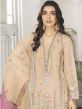 Peach Sequins Straight Cut Suit With Dupatta