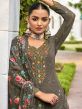 Grey Palazzo Style Suit With Floral Print Dupatta