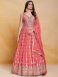 Peach Sequined Long Anarkali Suit In Georgette