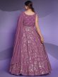 Purple Mirror Work Embellished Anarkali Suit Set