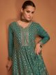 Green Sharara Pattern Salwar Kameez In Georgette