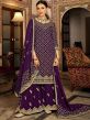 Purple Sharara Salwar Kameez With Embroidery