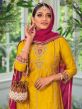 Yellow Zari Embroidered Silk Suit With Pant Style