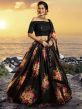 Black Floral Print Lehenga Choli In Organza