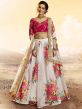 White Floral Print Lehenga Choli In Organza