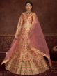 Peach Floral Printed Lehenga Choli With Dupatta