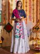 White Embroidered Navaratri Lehenga Choli In Cotton