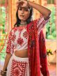 White Thread Embroidered Navaratri Lehenga Choli In Cotton