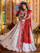 White Thread Embroidered Navaratri Lehenga Choli In Cotton