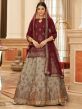 Brown Sequined Lehenga Choli In Chiffon