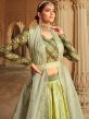 Green Sequined Lehenga Choli In Silk