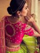 Green Woven Wedding Wear Lehenga Choli