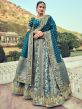 Blue Embroidered Bridal Lehenga Choli In Silk