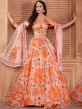 Orange Floral Printed Lehenga Choli With Dupatta