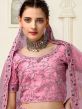 Pink Thread Embroidered A Line Lehenga Set