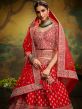 Red Embroidered Wedding Wear Lehenga With Dupatta