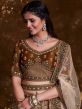 Brown Stone Work Shaded Engagement Lehenga Set