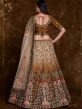 Brown Stone Work Shaded Engagement Lehenga Set