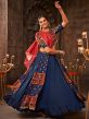 Blue Mirror Embroidered Chaniya Choli In Rayon