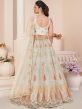 White Embroidered Net Lehenga Set With Dupatta