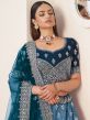 Blue Zari Embroidered Lehenga Choli In Satin